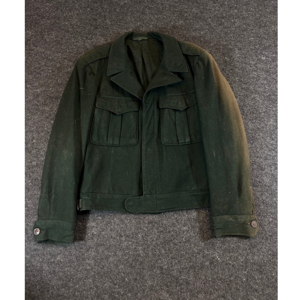 Vintage 40s Wool Ike Jacket Mens Small Military Style Civilian Dark Green Fade